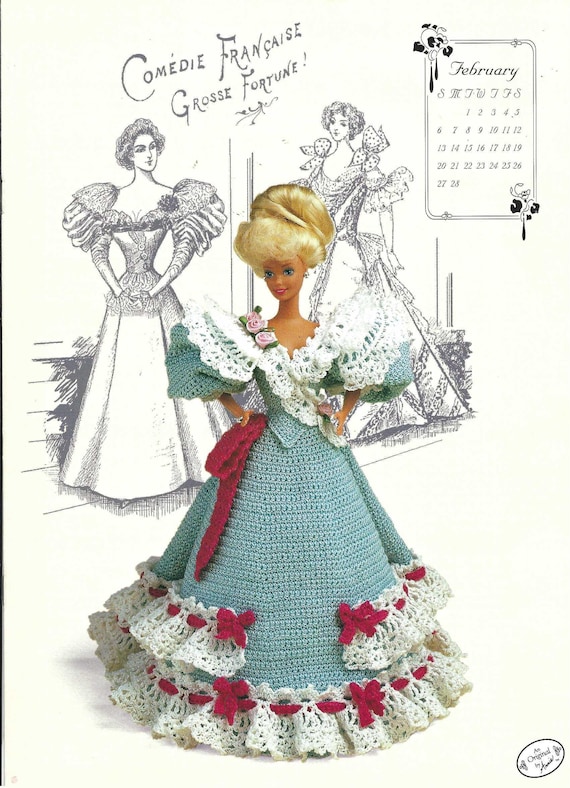 Miss February Crochet Doll Gown Pattern the Gibson Girl Collection Annie s Calendar Bed Doll Society Etsy