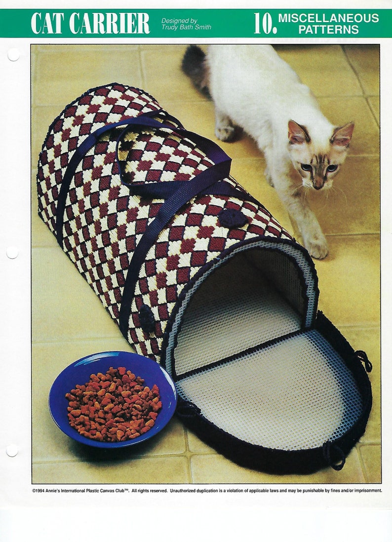 Cat Carrier Plastic Canvas Pattern Pet Carrier Cat Supply Etsy