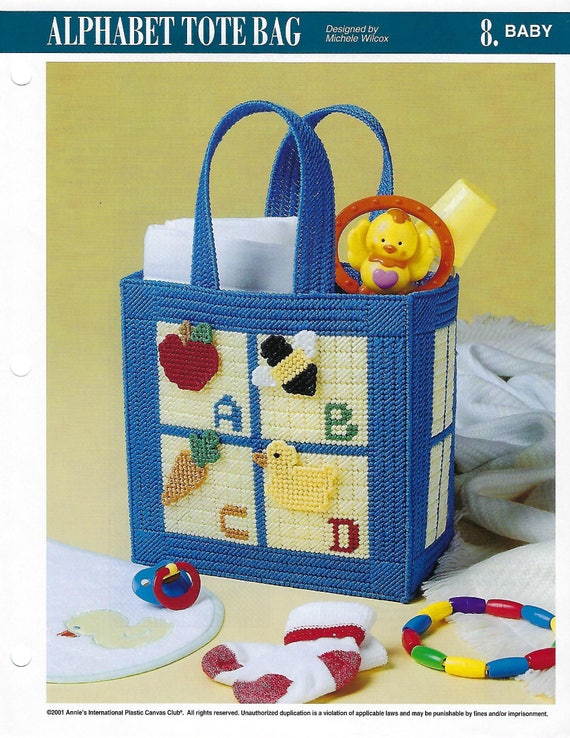 Alphabet Tote Bag Plastic Canvas Pattern annie s International Pattern Club Etsy