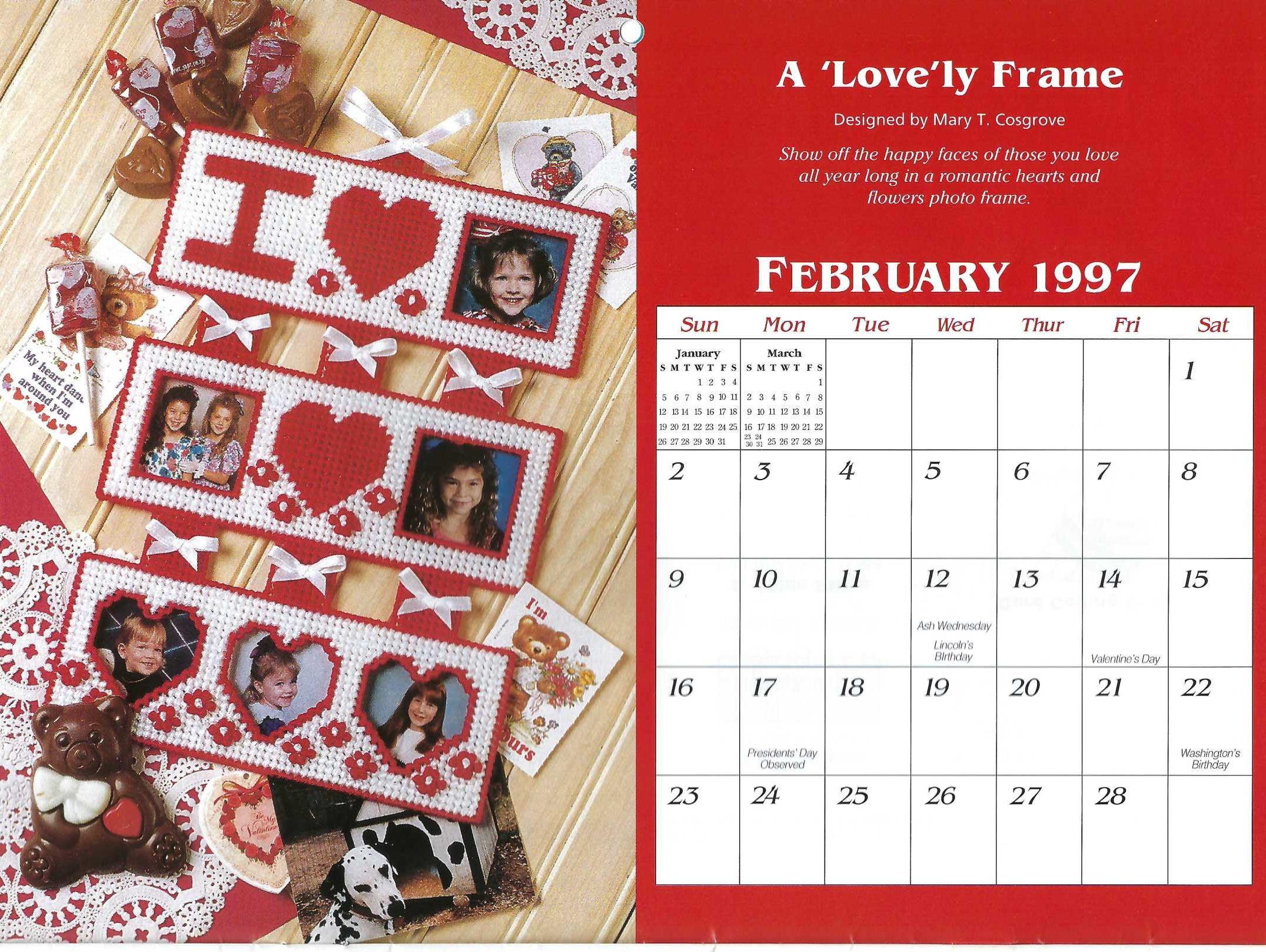 Plastic Canvas Pattern Calendar 1997 the Needlecraft Shop #973252