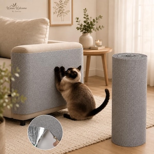 Cat Scratching Mat, Self-Adhesive Cat Scratch Pad, Furniture Protector, Peel and Stick Cat Scratcher, Reusable Pet Scratch Mat