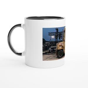 Forklift Driver Mug | Vintage Yellow Forklift Stage Production Ceramic 11oz image 2
