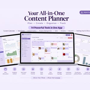 Social-Media-Planungs-Web-App | Content-Kalender, Content-Planer, Aufgabenmanager & Umsatz-Tracker für Kreative | Content-Organizer | App-Planer