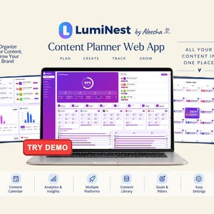Social Media Content Planner Web App | Content Calendar, Task Manager &Revenue Tracker for Creators |Daily , Weekly , Monthly planner HTML