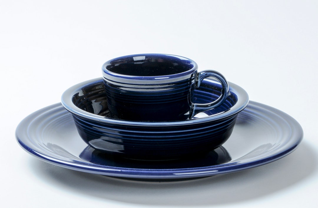 Fiestaware Cobalt Blue 3 Pieces Dinner Plate Coupe Soup Bowl Etsy