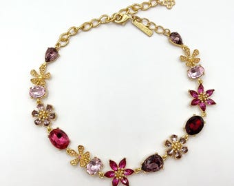 Oscar De La Renta pink crystals necklace