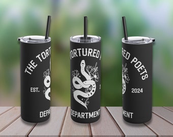 Taylor Swift -The Tortured Poets Department - 20oz Tumbler - Snake and Flower Design - Swifty Merch - Swifties Be Sipping - Hot and Cold