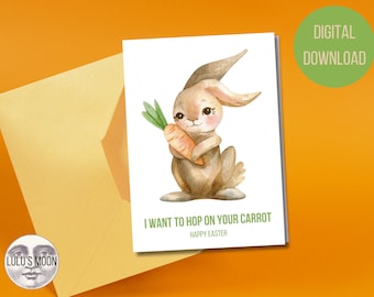 I Want To Hop On Your Carrot 5"x7" Easter Card - Digital Download  Funny Easter Card for Boyfriend, Significant Other, Husband, Couples Card