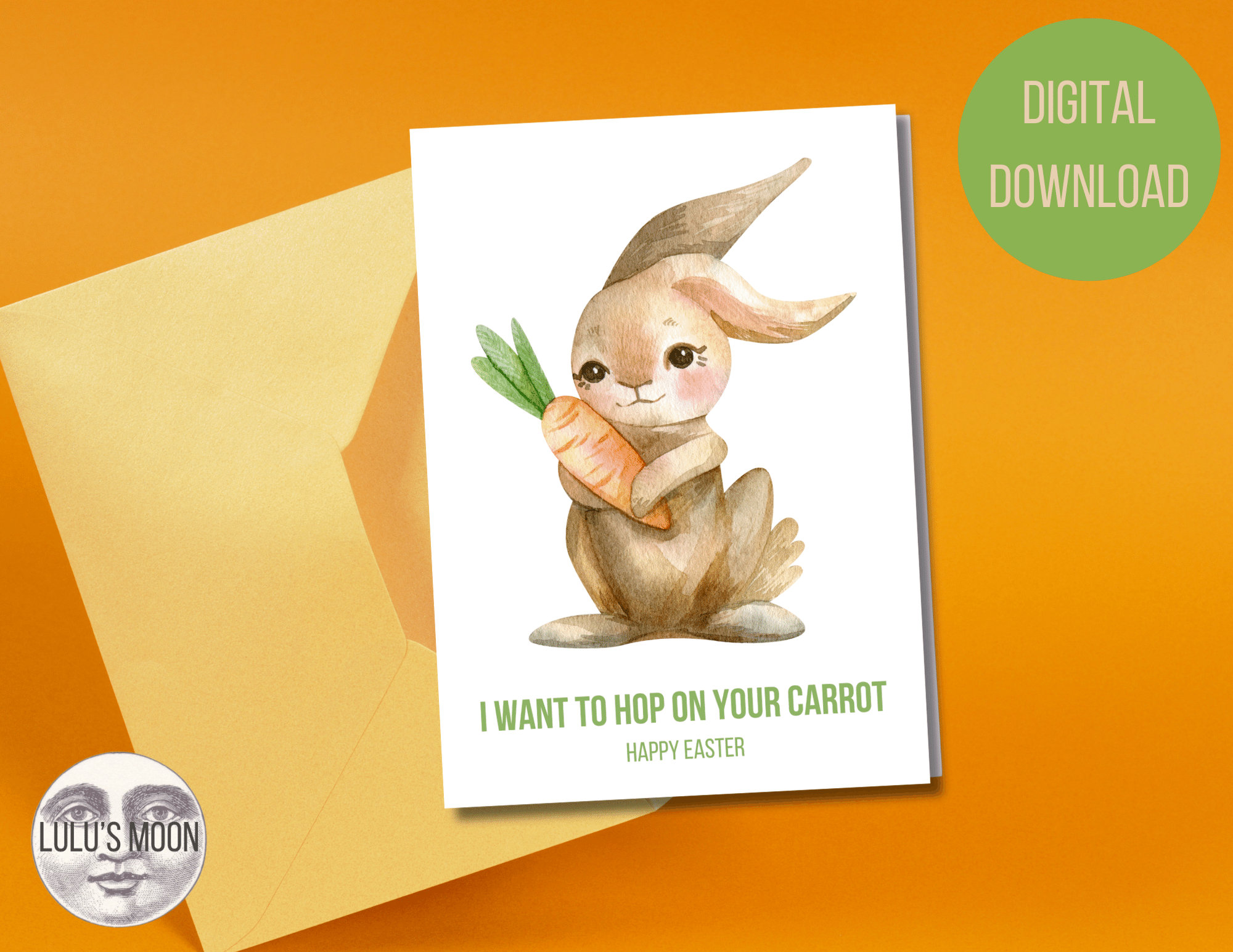Funny Bunny Easter Card - Carrot Pun, Boyfriend, Husband (digital