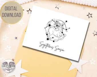 Sagittarius Season 5"x7" Zodiac Card Digital Download - Sagittarius Birthday Card - Horoscope Card - Zodiac Season Astrology Stars