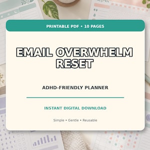 ADHD e-postplanerare PDF | Överbelastad inkorg Återställ och svara spårare | Utskrivbar arbetsproduktivitet