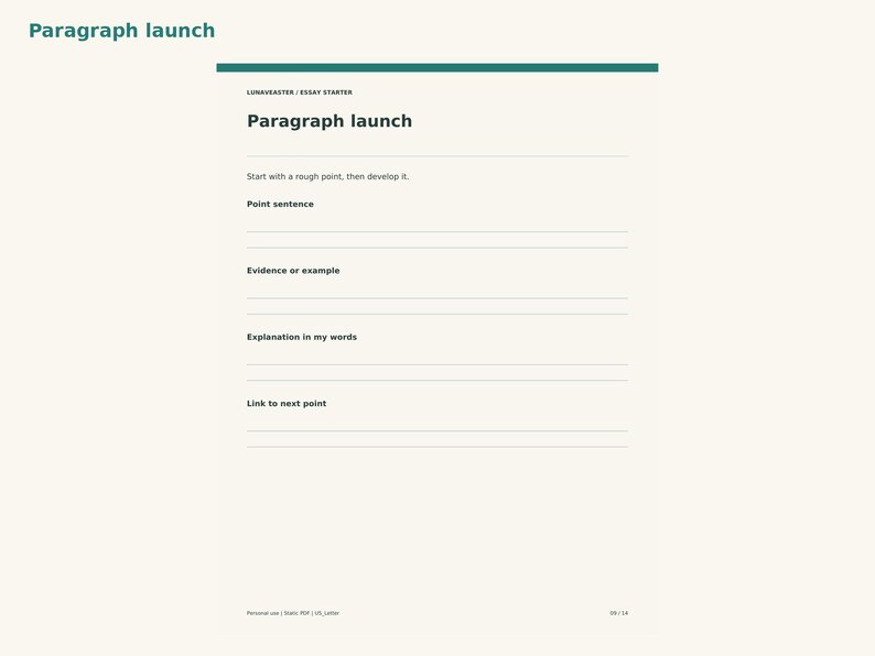 ADHD Essay Starter Printable PDF | Break a Writing Prompt Into a ...