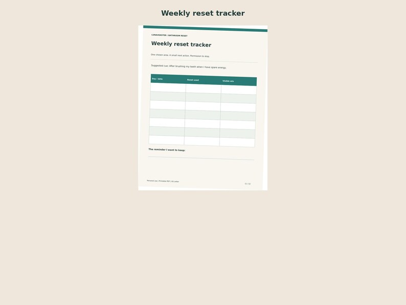 ADHD Bathroom Reset Printable PDF | 15 Minute Cleaning Checklist | A4 ...