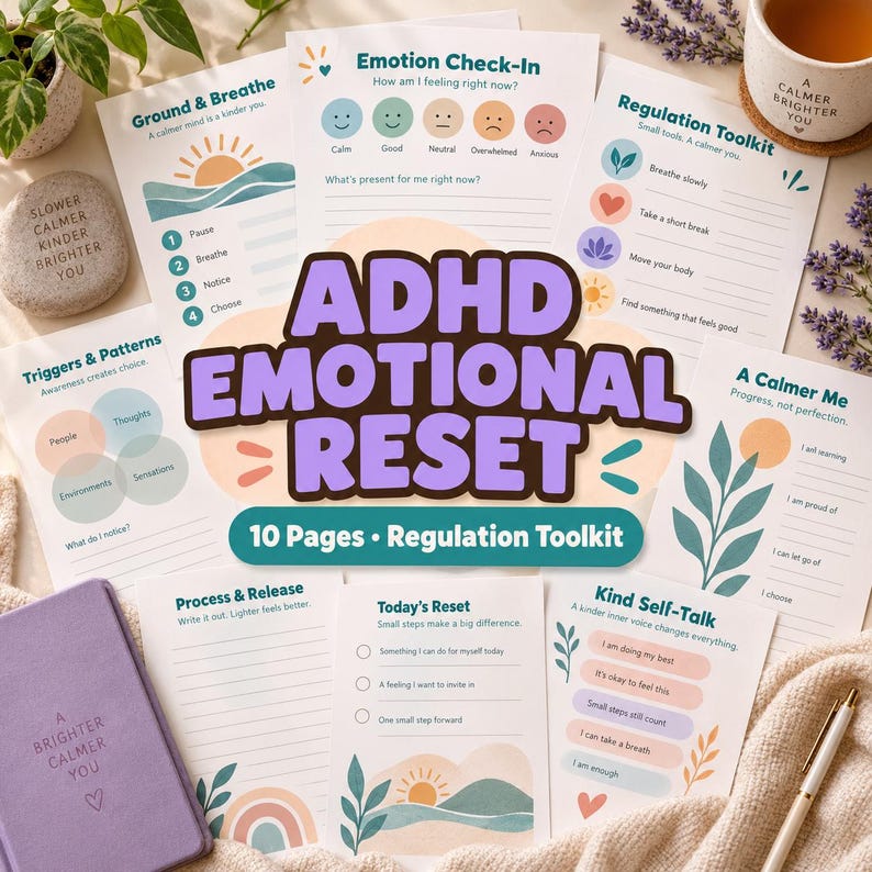 ADHD Emotional Regulation Workbook, Overwhelm Reset & Trigger Tracker ...