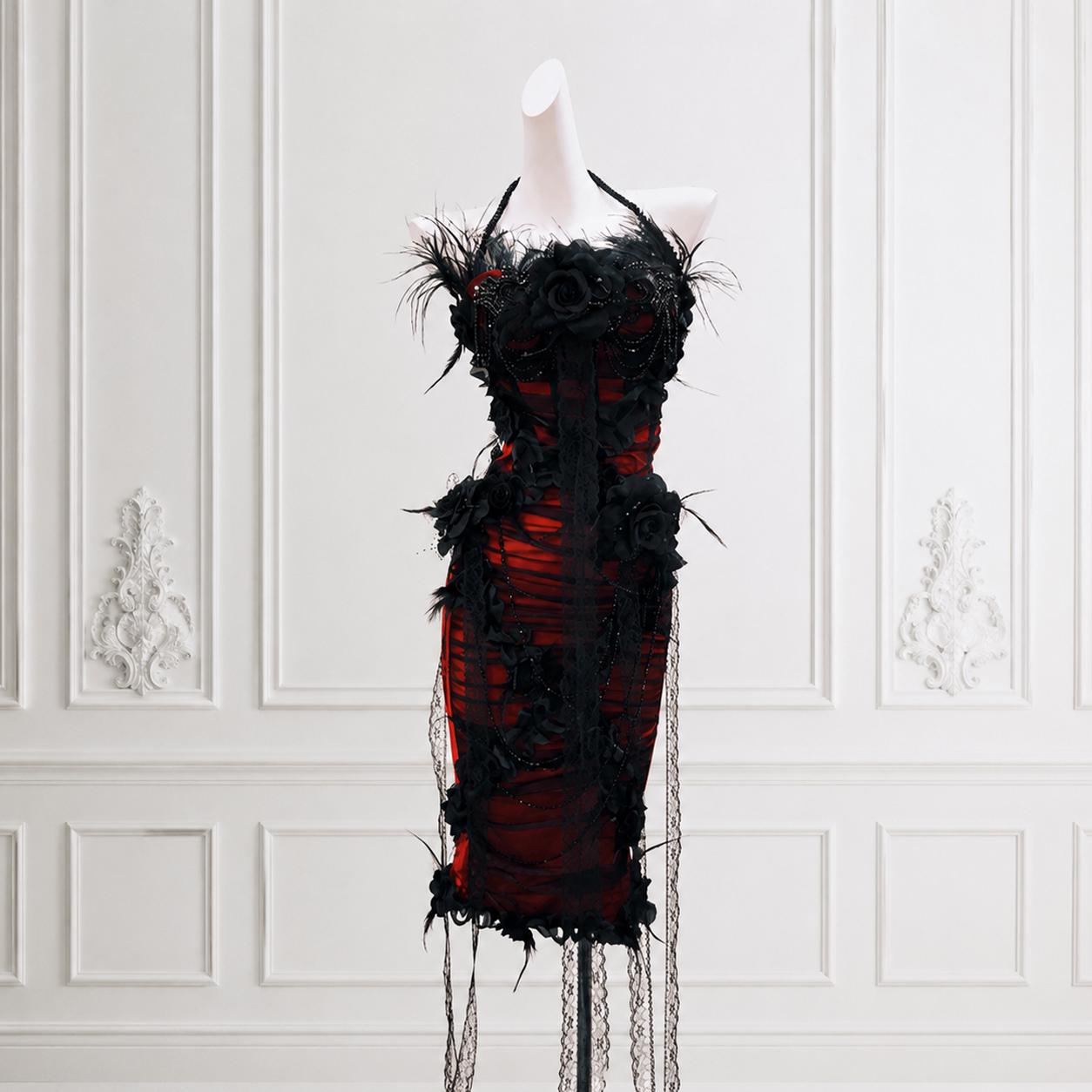 Bodycon Feather Dress