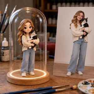 Individuelle 3D-Figur nach Foto | Personalisierte 3D-Porträtgeschenke mit Sockel | Handgefertigte 3D-gedruckte Miniatur