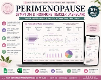 Perimenopause Tracker-paket | Symtom, hormoner, HRT, sömnöversikt och 30-dagars hälsojournal