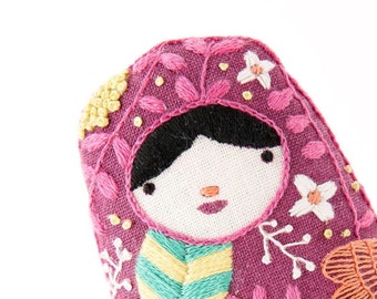 Modern Hand Embroidery Kit | Kiriki Press Embroidered Doll Kit to Make Your Own Plushie - MATRYOSHKA
