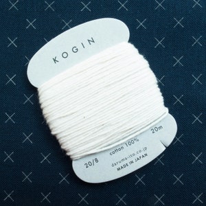 Kogin Sashiko Thread | Daruma Carded Thick Sashiko Thread Single Strand Cotton Floss for Visible Mending, Boro, Hand Embroidery - OFF WHITE