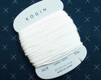 Kogin Sashiko Thread | Daruma Carded Thick Sashiko Thread Single Strand Cotton Floss for Visible Mending, Boro, Hand Embroidery - OFF WHITE