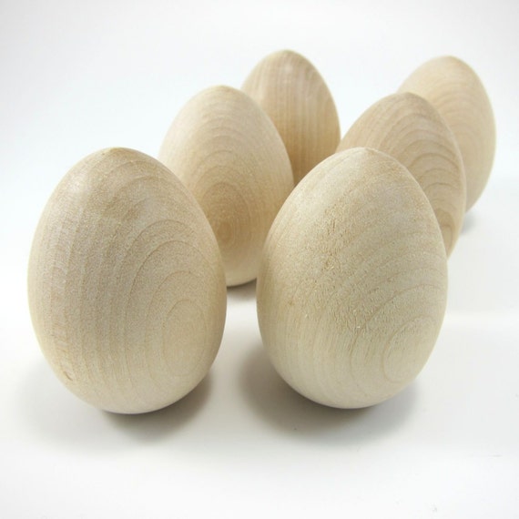 6 Large Wooden Eggs Unfinished Wood Egg. Hen Size Wooden Etsy