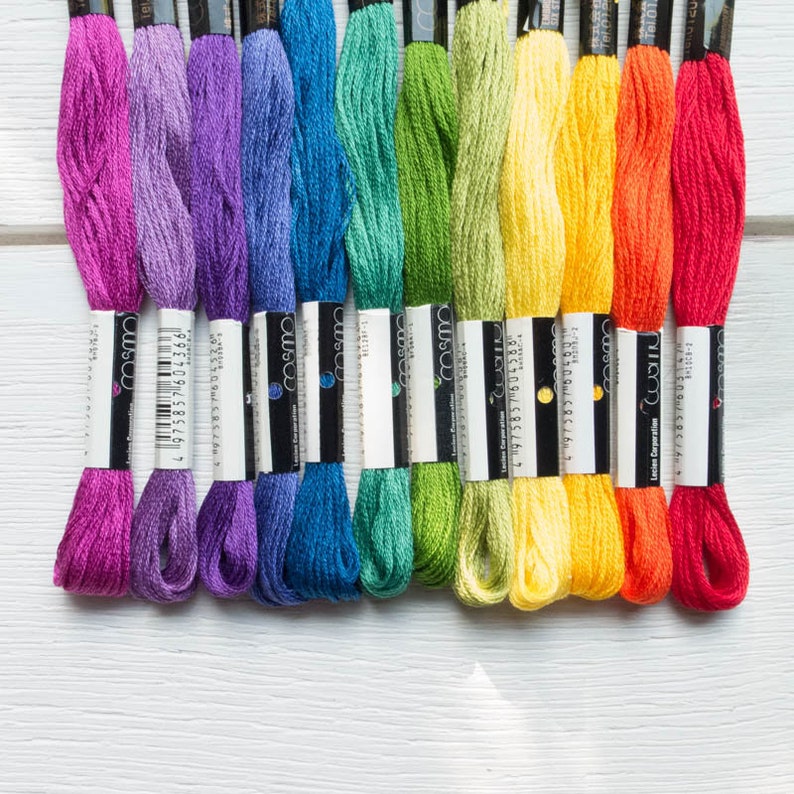 Cosmo embroidery floss set rainbow embroidery floss  etsy