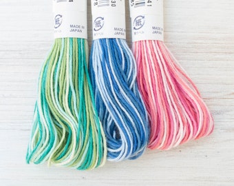 Sashiko Thread Set | Variegated 3 Skeins Cotton Japanese Embroidery Thread for Sashiko, Hand Quilting, Hand Embroidery - VARIEGATED 50s