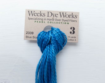 Thick Perle Cotton Thread | Weeks Dye Works Hand Over-Dyed Pearl Cotton Floss | Hand Quilting, Applique, Embroidery - BLUE BONNET (Size 3)