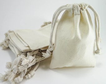 Muslin Bags | 25 Medium Cotton Muslin Bags Pouches (4 by 6 inch) Gift Bags, Natural Cotton Favor Bags, Packaging