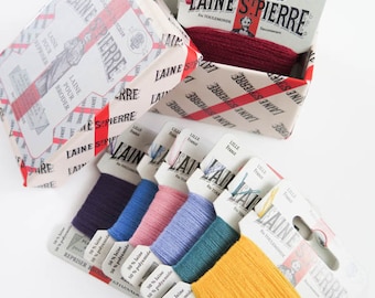 Wool Thread Set | 12 color Laine St. Pierre French Wool Embroidery Floss Boxed Set for Hand Embroidery, Darning (Vintage Colors - Asst 1)