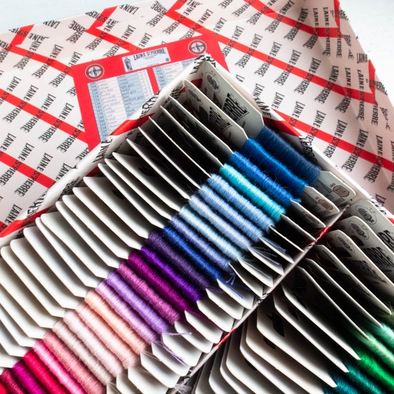 French Wool Thread | COMPLETE SET of Laine St. Pierre Wool Floss includes 96 colors plus storage box - Cross Stitch, Embroidery, Mending