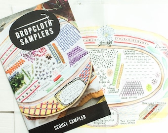 Hand Embroidery Pattern | Dropcloth Samplers Pre-Printed Cotton Embroidery Sampler - SEQUEL SAMPLER