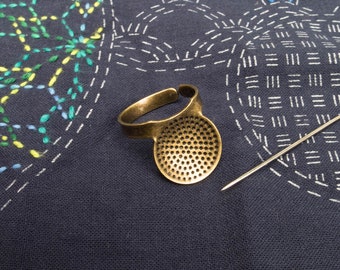 Sashiko Thimble | Bronze Metal Palm Thimble from Little House of Japan