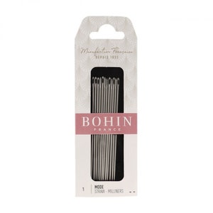 Bohin Milliner Needles | French Made Size 1 Long Milliner Needles Ideal for Basting, Millinery Work, French Knots, Bullion Knots (12 pack)