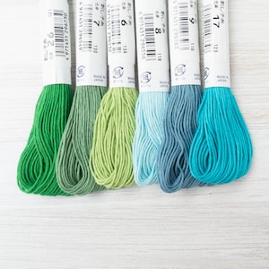 Sashiko Thread Set | Japanese Sashiko Cotton Thread Collection with 6 Cool Colors for Hand Embroidery, Sashiko Mending - TRANQUIL FOREST