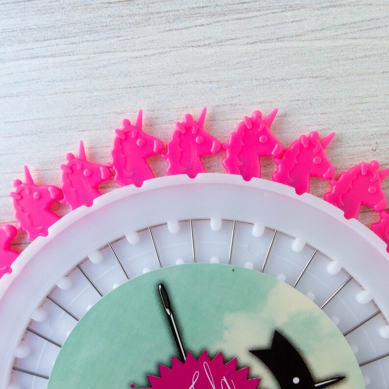 Tula Pink Unicorn Straight Pins Sewing Pins With Hot Pink Etsy