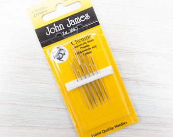 Chenille Needles | John James Chenille Assorted Sizes Needle Pack for Crewel, Ribbon Embroidery, Big Stitch Hand Embroidery - SIZE 18/24