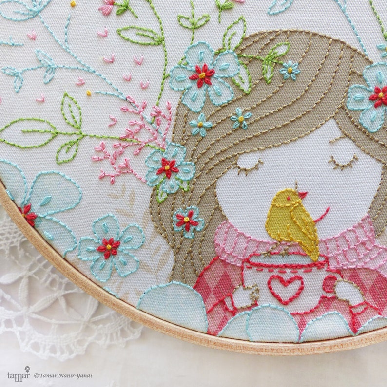 Modern Hand Embroidery Kit 8 inch 20 cm Hoop Art Embroidery Pattern by Tamar Nahir Yanai HAPPY THOUGHTS image 3