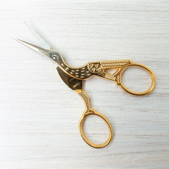 Golden Stork Embroidery Scissors 3.5 Inch Fine Italian Needlework