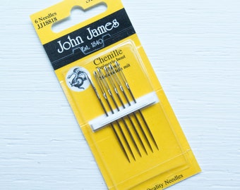 Chenille Needles | John James Chenille Needle Pack Size 18 for Crewel, Ribbon Embroidery, Big Stitch Hand Embroidery - SIZE 18