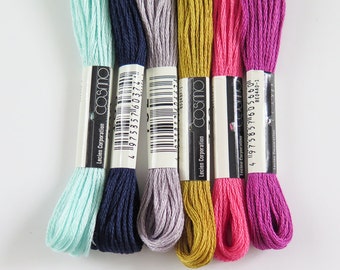 COSMO Embroidery Floss Set - Moroccan Moth | 6 Skiens Embroidery Thread Lecien COSMO Japanese Cotton Thread for Cross Stitch Embroidery