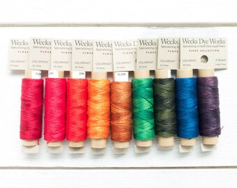 Embroidery Floss Set | Weeks Dye Works 2-Strand Hand Over-Dyed Embroidery Thread - Dropcloth Samplers Collection