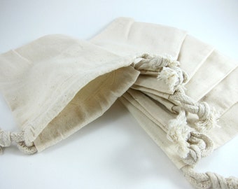 5 Medium Cotton Muslin Bags Pouches (4 by 6 inch) Gift Bags, Etsy Shop Packaging, Favor Bags, Goodie Bags, Ecofriendly, Natural cotton bags