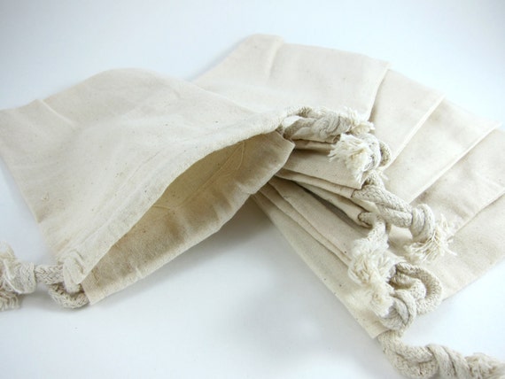 5 Medium Cotton Muslin Bags Pouches 4 by 6 Inch Gift Bags,  Shop  Packaging, Favor Bags, Goodie Bags, Ecofriendly, Natural Cotton Bags 