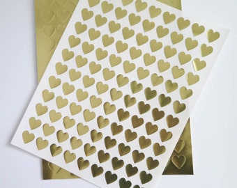 Mini Gold Heart Stickers | Laser Printable Gold Foil Heart Labels for Wedding Invitations, Scrapbooking, Packaging