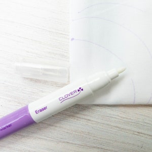 Air Erasable Marker with Eraser | Clover Purple Air Erase Marking Pen for Pattern Transfers, Sewing Pattern Marking - CLOVER AIR ERASE