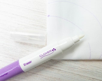 Air Erasable Marker with Eraser | Clover Purple Air Erase Marking Pen for Pattern Transfers, Sewing Pattern Marking - CLOVER AIR ERASE