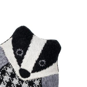 Modern Hand Embroidery Kit | Kiriki Press Embroidered Doll Kit to Make Your Own Plushie - BADGER