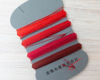 Ensemble de fils de soie | Cartes de soie japonaises Kinkame avec 4 couleurs par lot pour broderie, appliqué, raccommodage à la main - CERISE #4