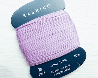 Thin Sashiko Thread | Daruma Carded Thin Sashiko Thread Single Strand Cotton Floss for Visible Mending, Hand Embroidery- WISTERIA (210)